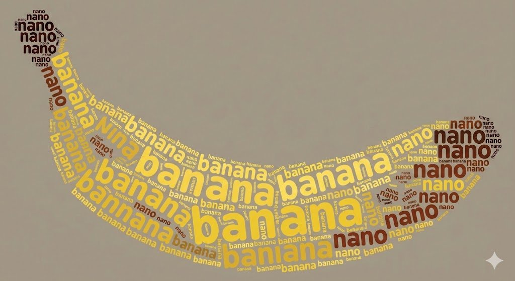 depict a banana just using text/letters and the words "banana" for yellow and "nano" for brown