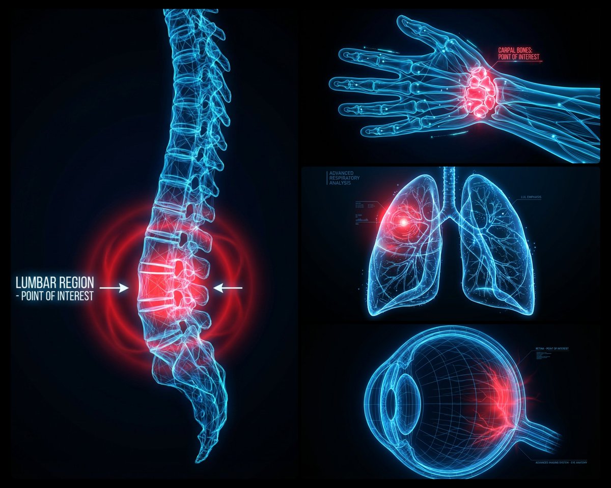 A digital illustration of a [SUBJECT], portrayed with a network of glowing clean pristine blue lines outlining its anatomy... red glow on...