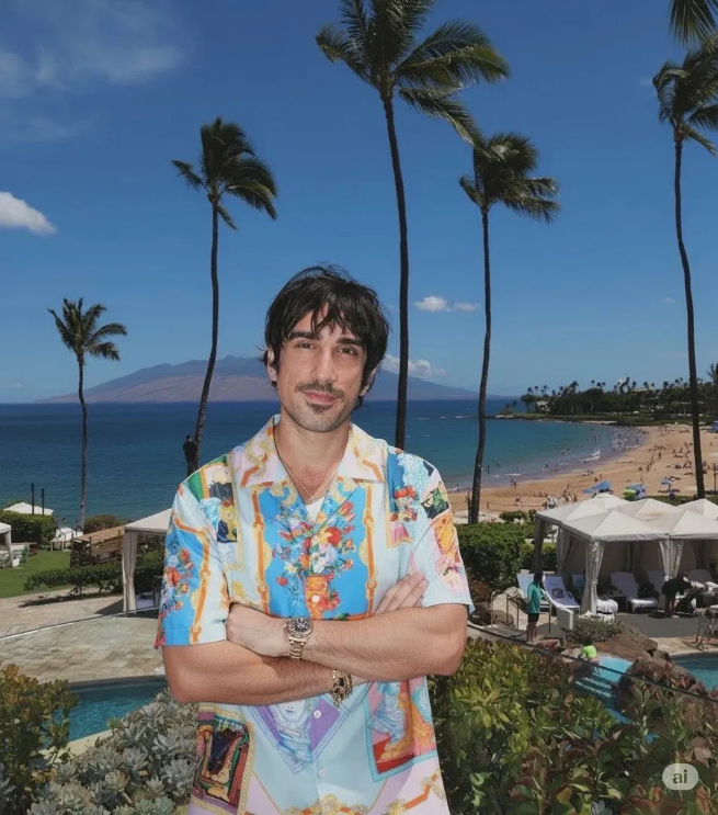 Replace the person's clothing in the input image with the target clothing shown in the reference image. Keep the person's pose, facial ex...