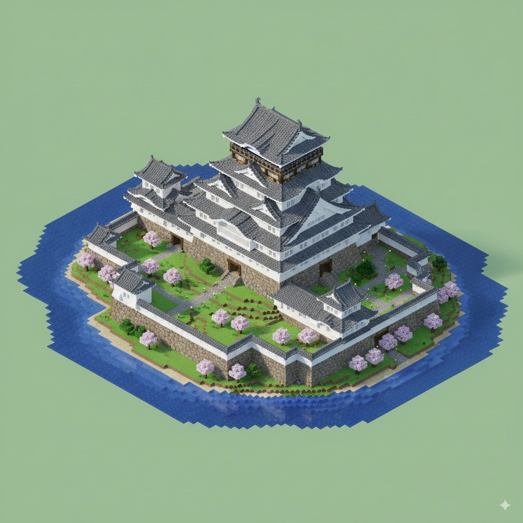 Using this location, create an isometric HD-2D Minecraft-style image of the landmark (buildings only).