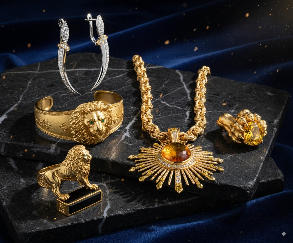 Transform this image into a 5-piece jewelry collection.