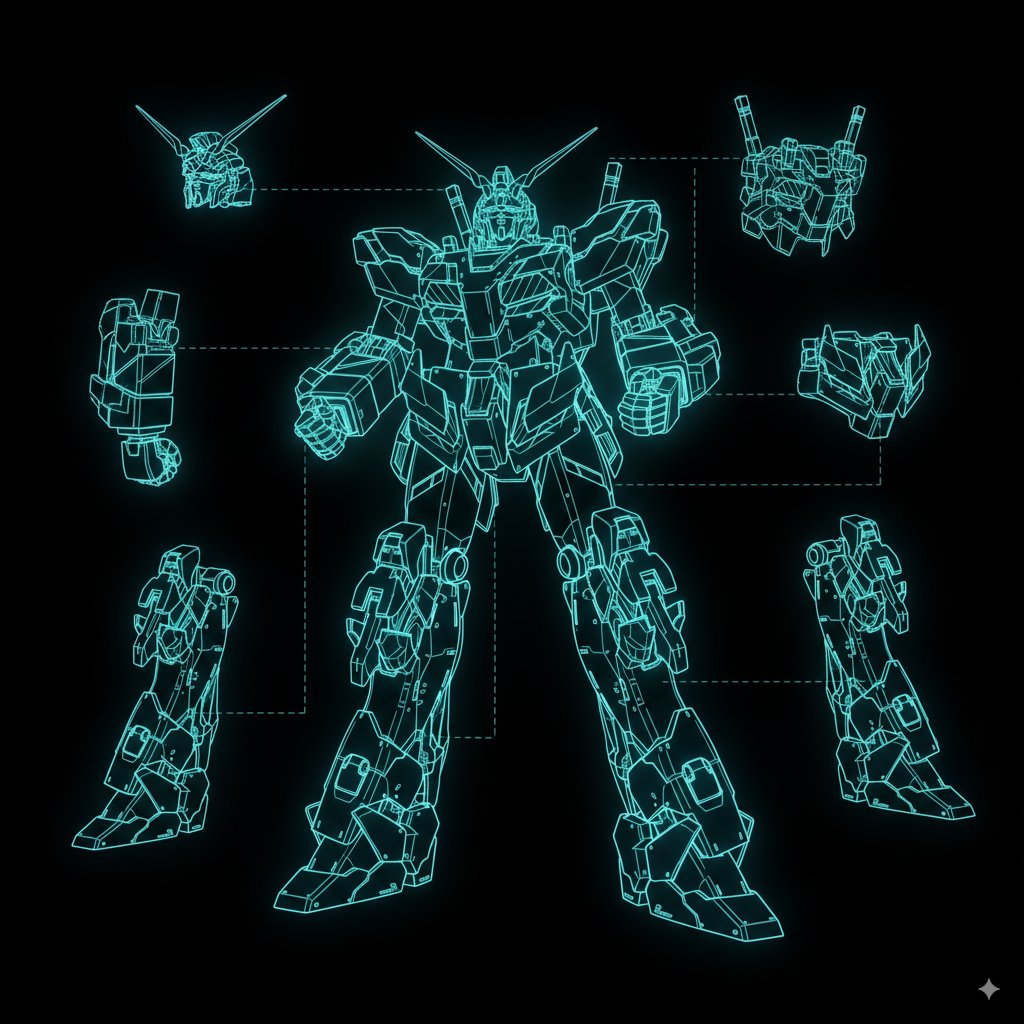 Cut out each component and create a model sheet that retains the hologram.
